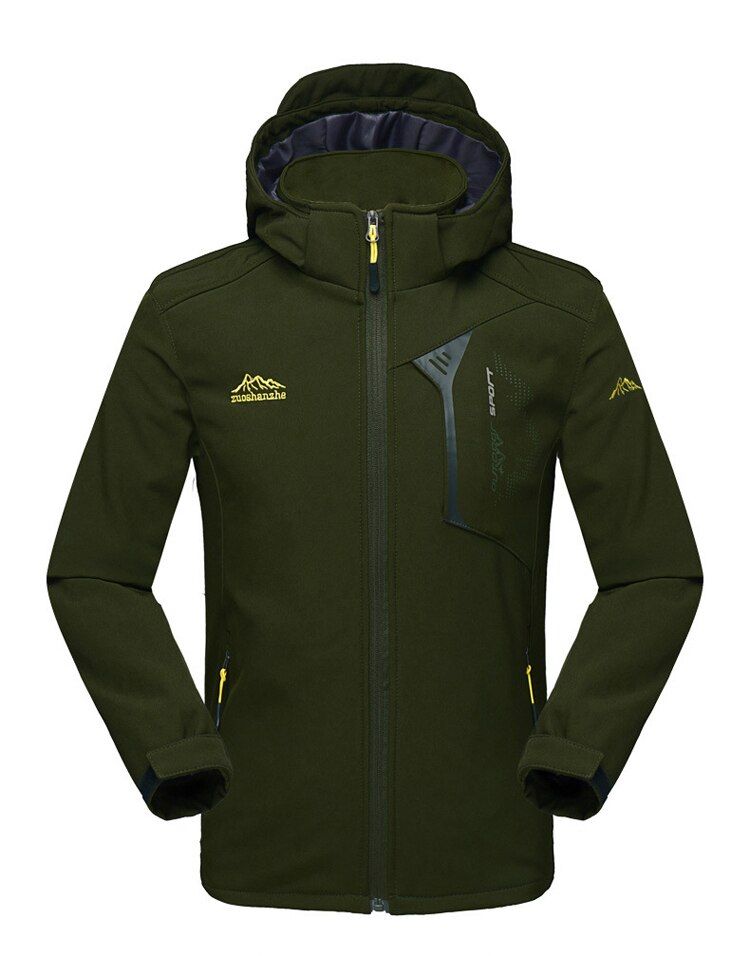 TRVLWEGO Men's Spring Autumn Softshell Jacket Outdoor Sports Hooded Coat Windbreaker Waterproof Hiking Jackets