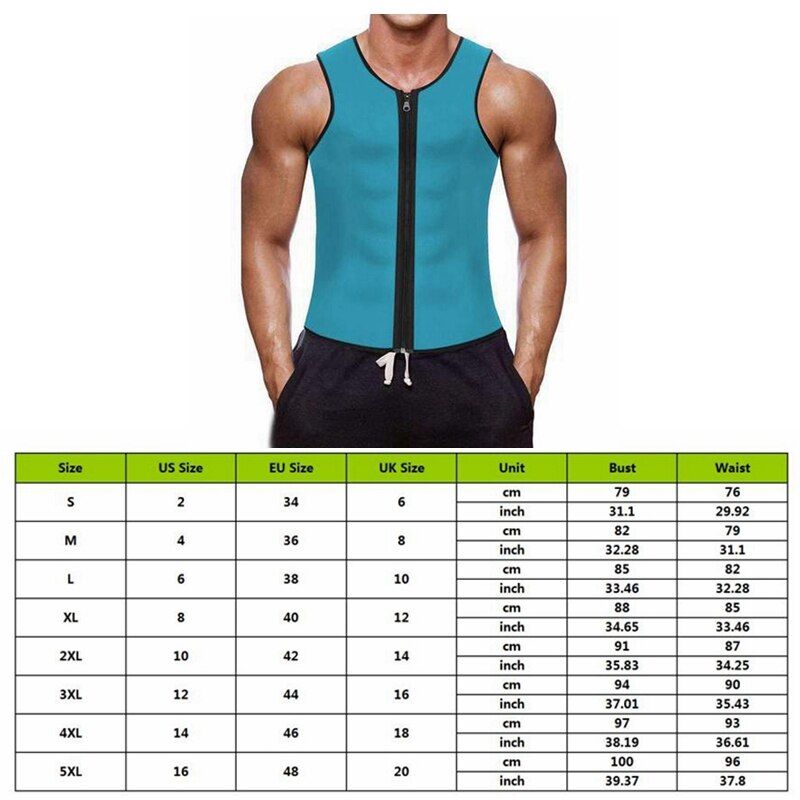 Muyogrt Men Zipper Nepprene Sauna Vest Sauna Suit Men Corset Body Shaper Belly Fat Steampunk Slimming Reducer Latex Underwear