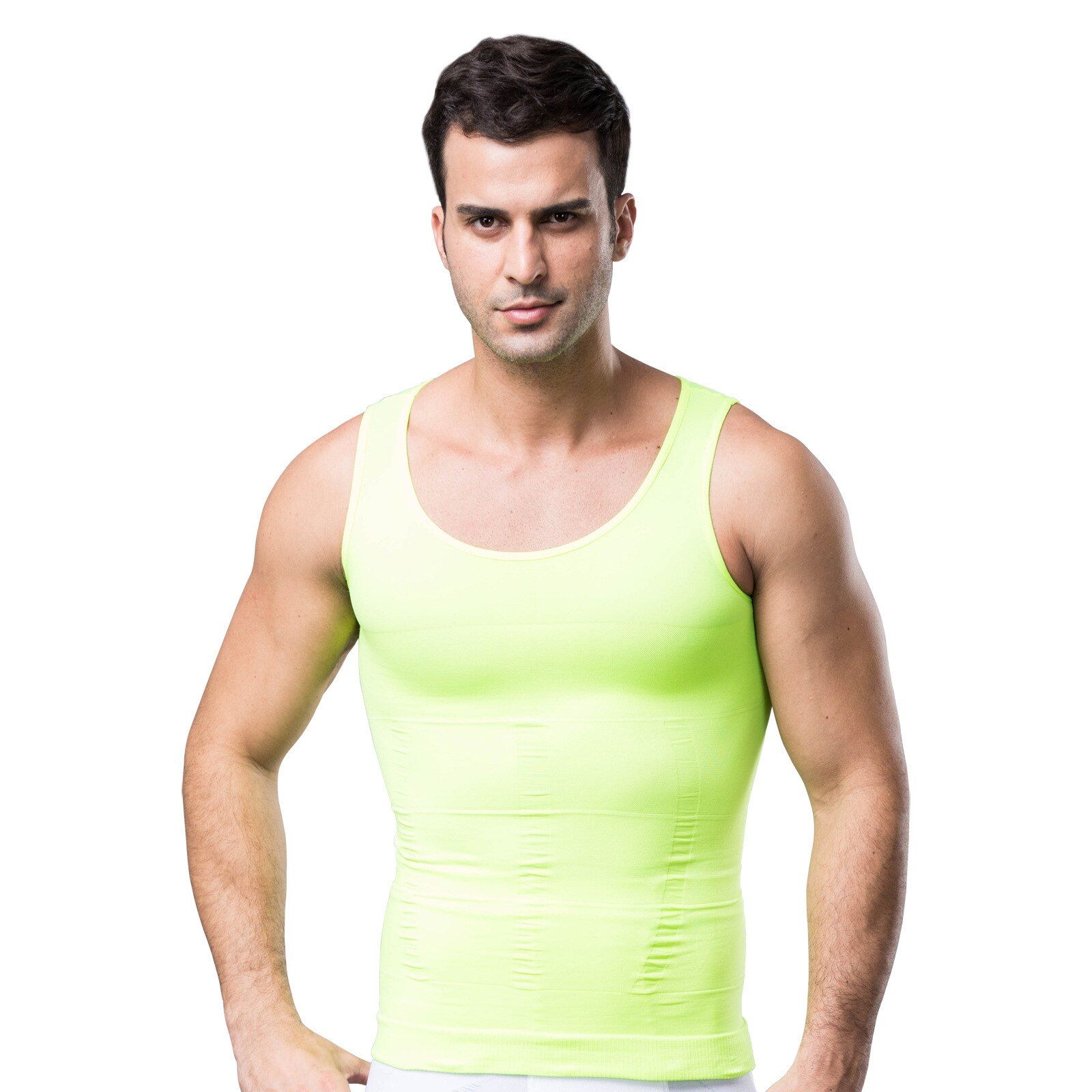 Men Shapewear Solid Color Short Sleeve Tummy Control T-Shirt Waist Trainer Slimming Abdomen Tank Top Breathable Mesh Body Shaper