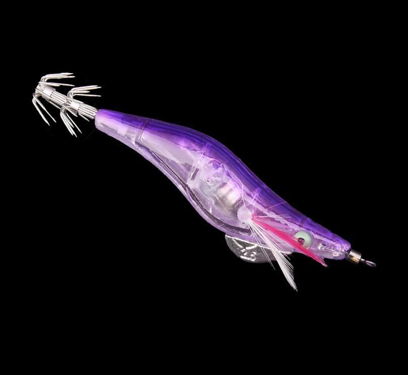 Enrich your life 1pcs Flashing LED Light Shrimp Fishing Lures Prawn Baits Squid Jigs Hooks Tackle