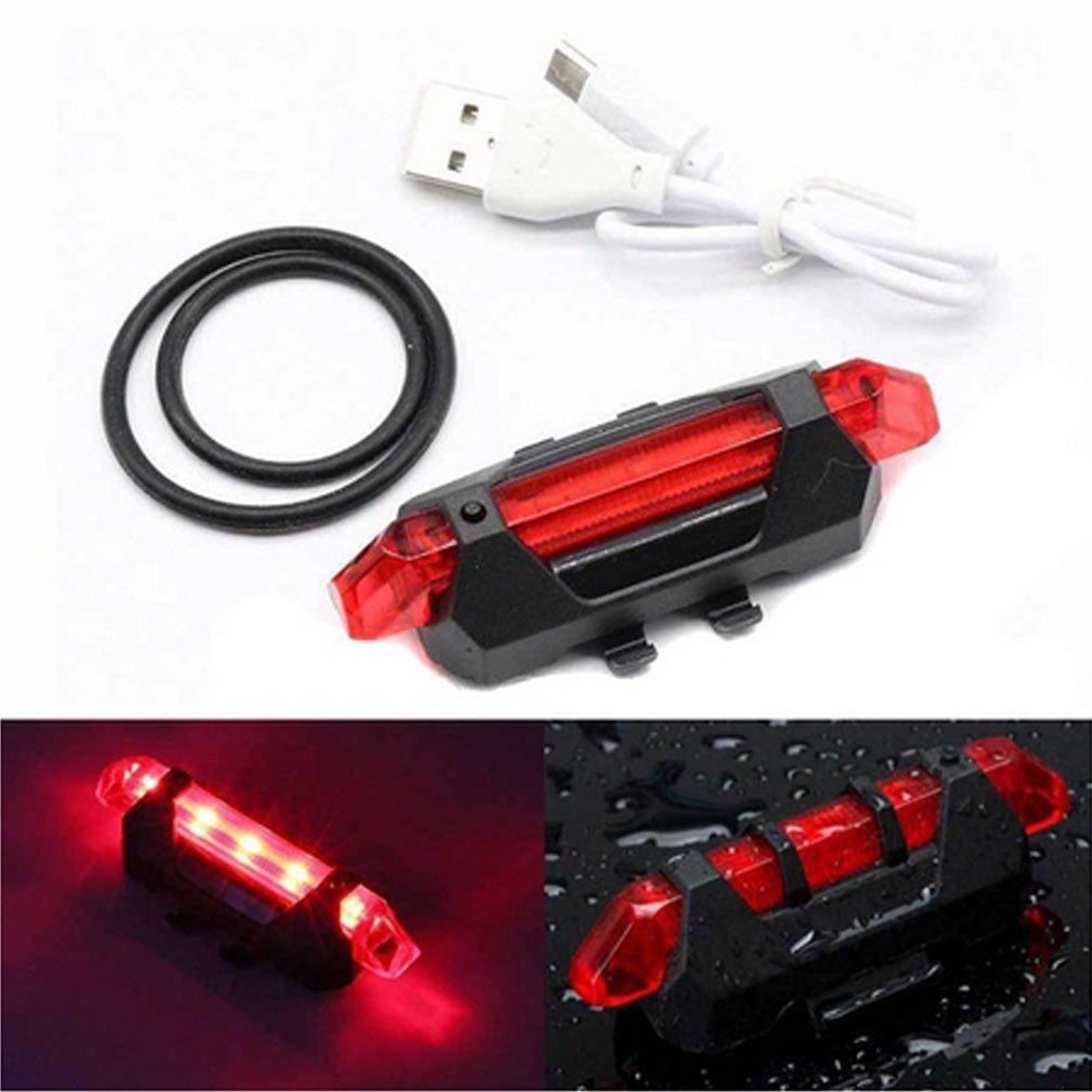 USB Rechargeable Rear Safety Bicycle Tail Light - Red