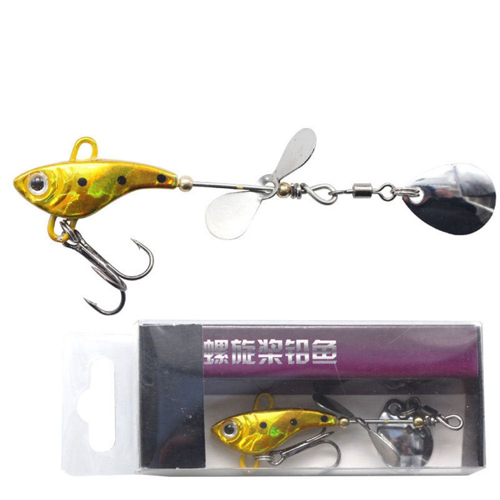 Rotating Fishing Bait Spinner Spoon Lead VIB Fishing Lure Set 9cm/ 12g Trout Treble Hook