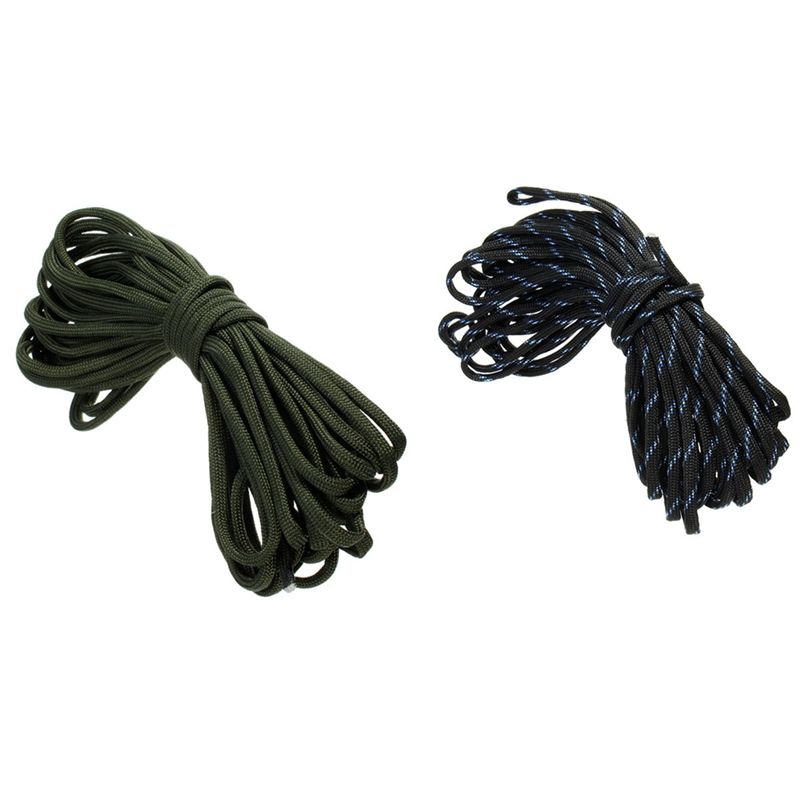 2 Pcs 7 Rope Paracord Parachute Rope Resistant Camping Survival Army Green & Black Camo