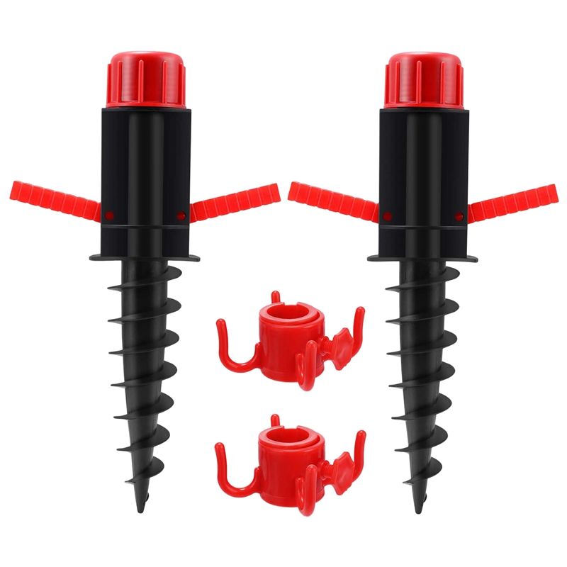 2PCS Beach Umbrella Sand Anchor, Outdoor Parasol Stand for All Umbrellas, Umbrella Screw Holder for Lawn Patio Garden