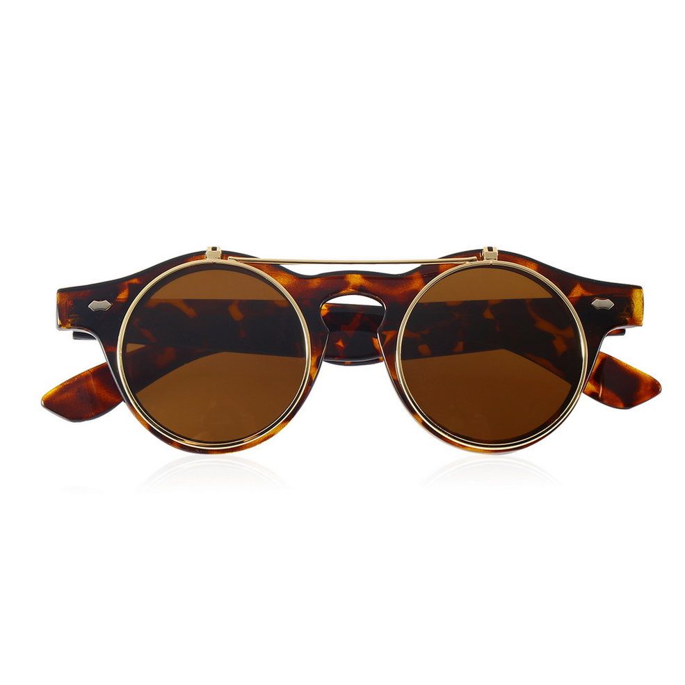 MA Classic Steampunk Goth Glasses Goggles Round Flip Up Sunglasses Round Eyeglass