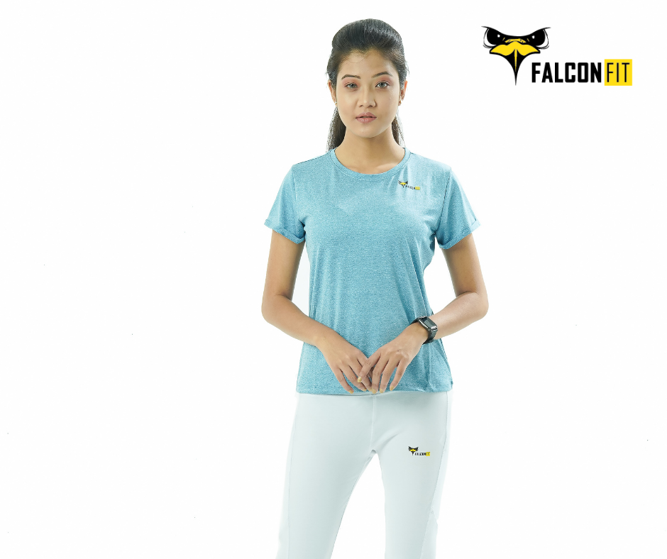 Falcon Fit Women's Round Neck T-shirt Melange Blue