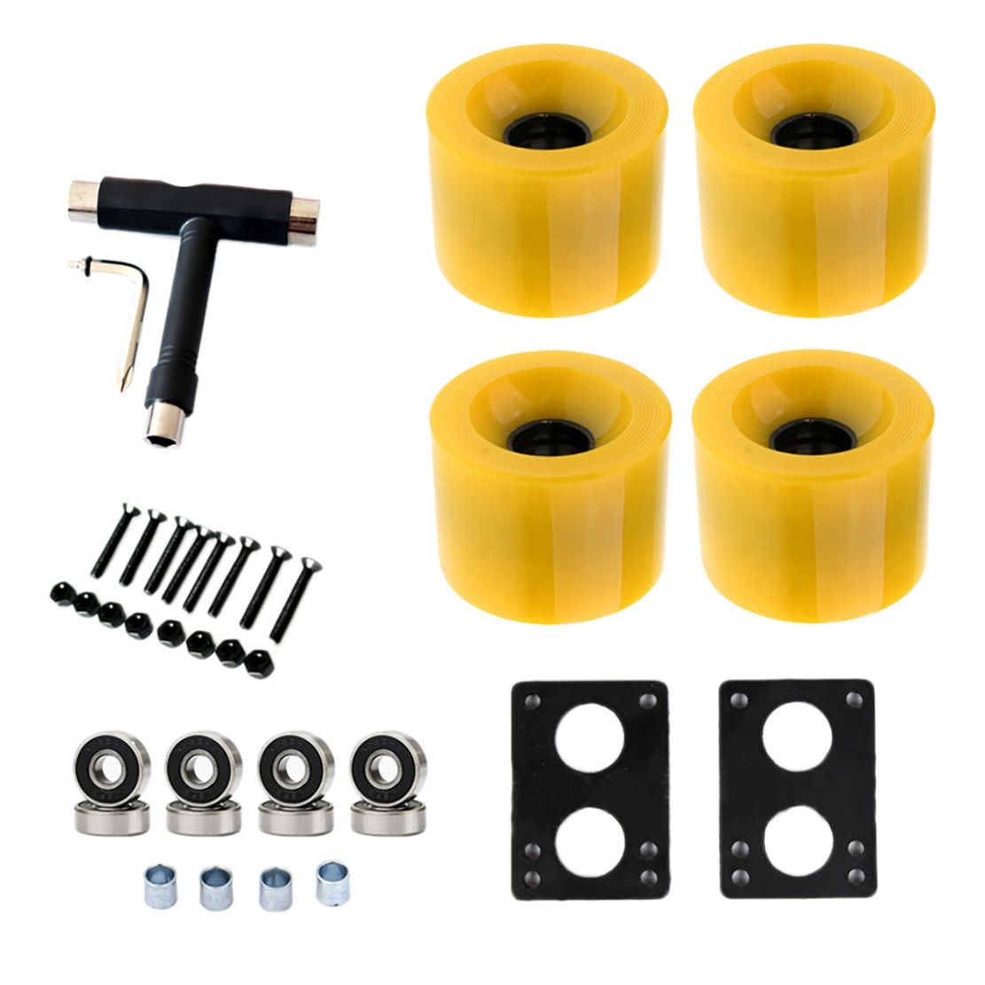 82A Skateboard Wheels Replacement with Bearings Longboard PU Wheels Cruiser Wheels Street Upgrade Replacement Yellow