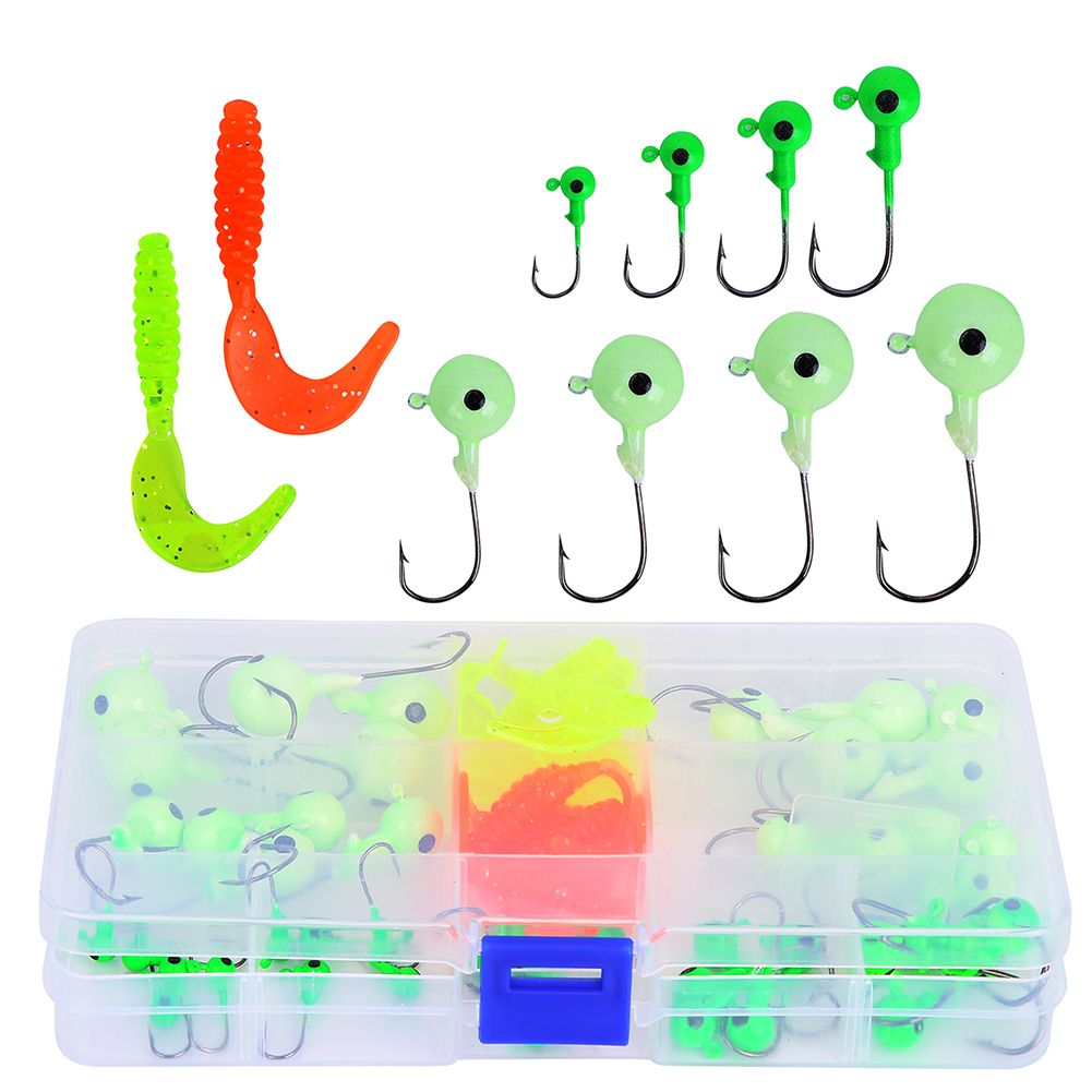 55 Piece Plastic Bait Set Fishing Lights Lightweight Hook Artificial Lures Sea/Freshwater