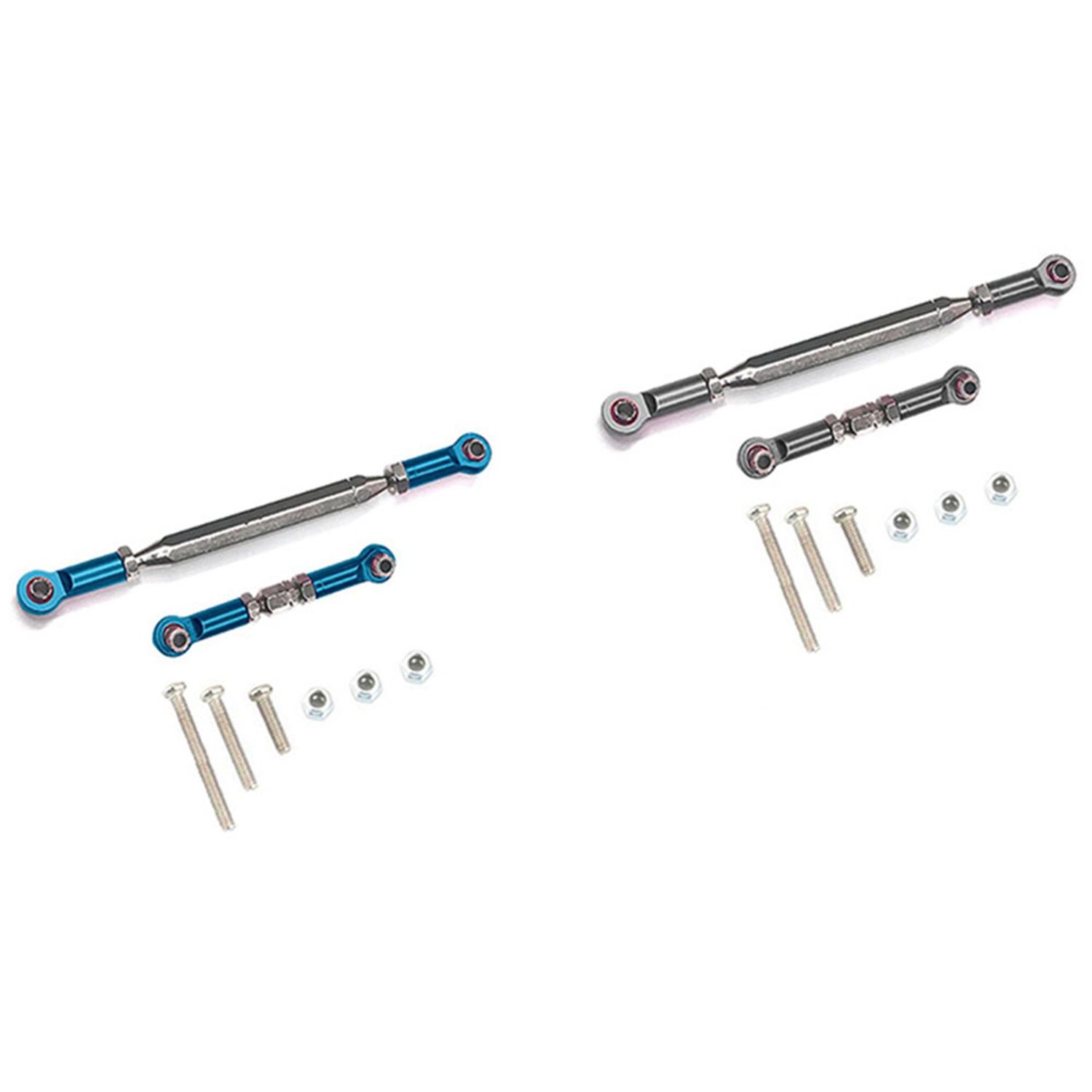 2Pcs Metal Adjustable Steering Linkage Servo Link Pull Rod Turnbuckle for Mn D90 D99 Mn-90 Fj-45 Rc Car - Gray & Blue - Gray & Blue