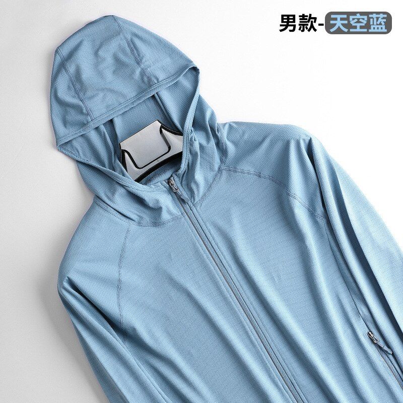 Summer Fishing Sun Protection Clothes Men Womens Ice Silk Quick Dry Long Sleeve Hooded Skin Windbreaker Outdoor Hiking Jacket