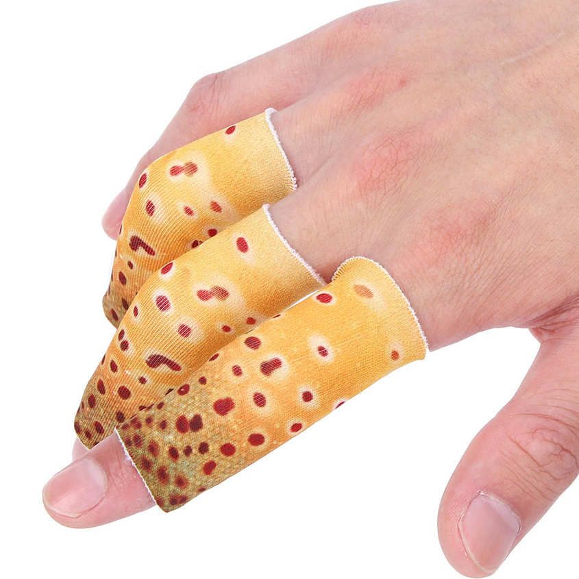 Fishing Stripping Guards 3PCS Polyester Fish Skin Pattern Single Finger Protect Accessory