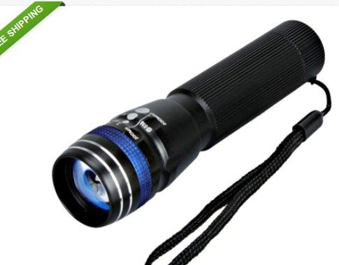 New 200 Lumens Q3 LED Torch Zoomable Foucs Adjust 3W High Power - black