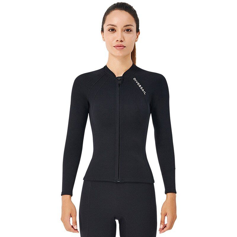 2mm Neoprene Diving Wetsuit Split Top Long Sleeve Snorkeling Coat Cold Proof Warm Winter Swimming Jacket Men Women's Swimwear