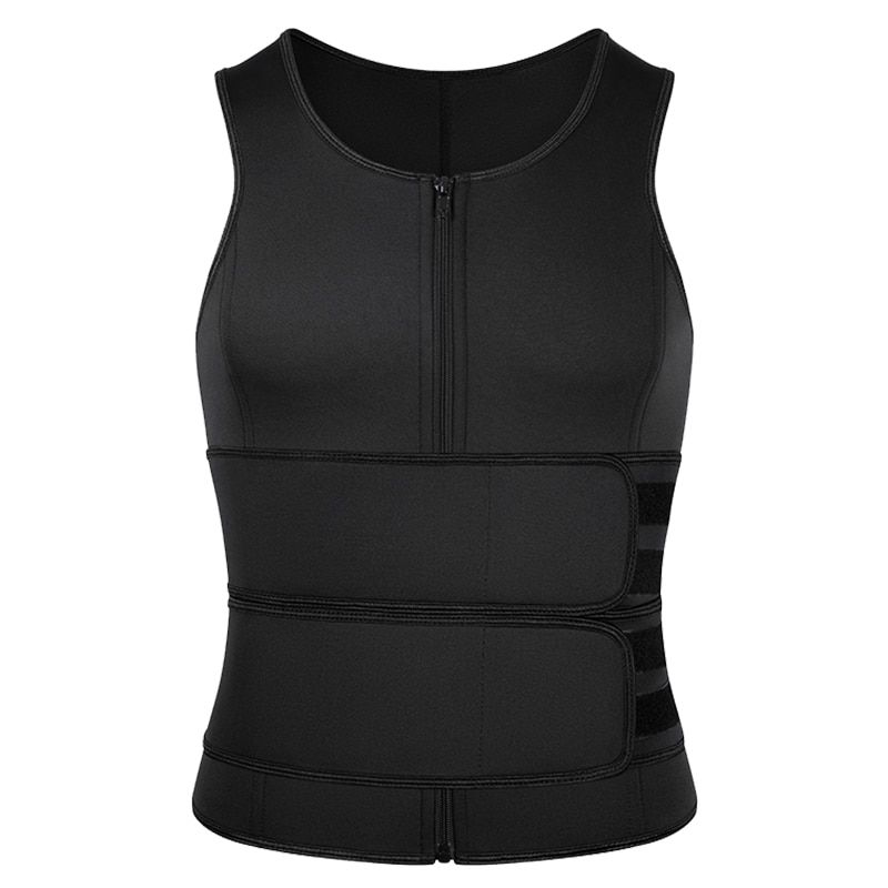 Burvogue Men Body Shaper Sauna Vest Waist Trainer Double Belt Sweat Shirt Corset Top Abdomen Slimming Shapewear Fat Burn Fitness