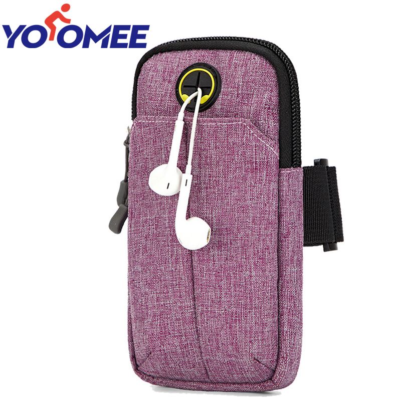 Yoomee Running Arm Bag with Earphone Hole Jogging Gym Running Mobile Phone Pouch 4.0- 6.5inches Holder Outdoor Sport Fitness Wrist Bag