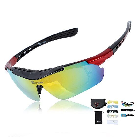 Cycling 5 Lens Glasses Polarized Windproof UV400 Men Women Sunglasses Goggle Outdoor Sport Fishing For MTB Bicycle