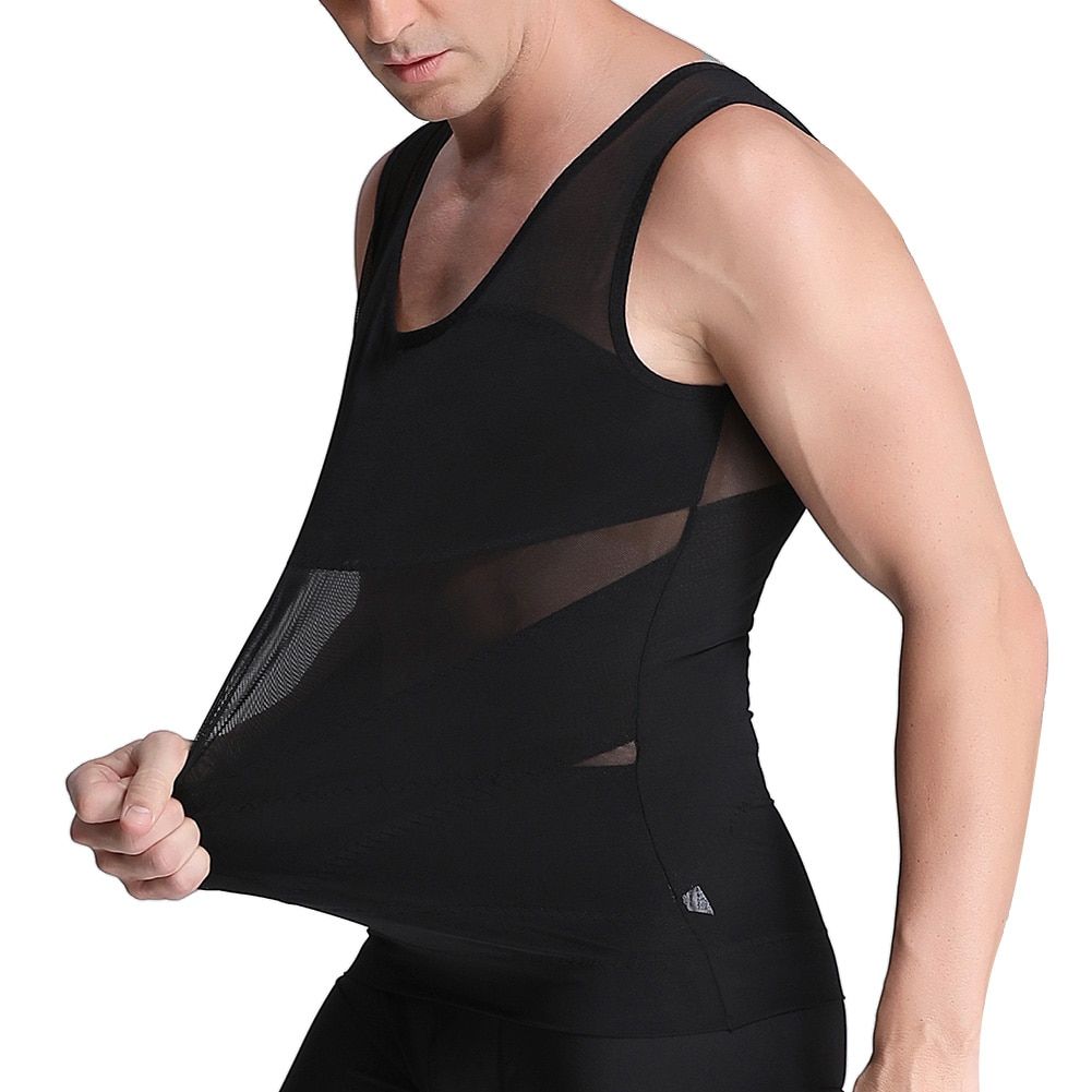 Men Slimming Tank Top Body Shapers Belly Slimming Thin Mesh Underwear Vest Corset Posture Corrective Compression Tanks