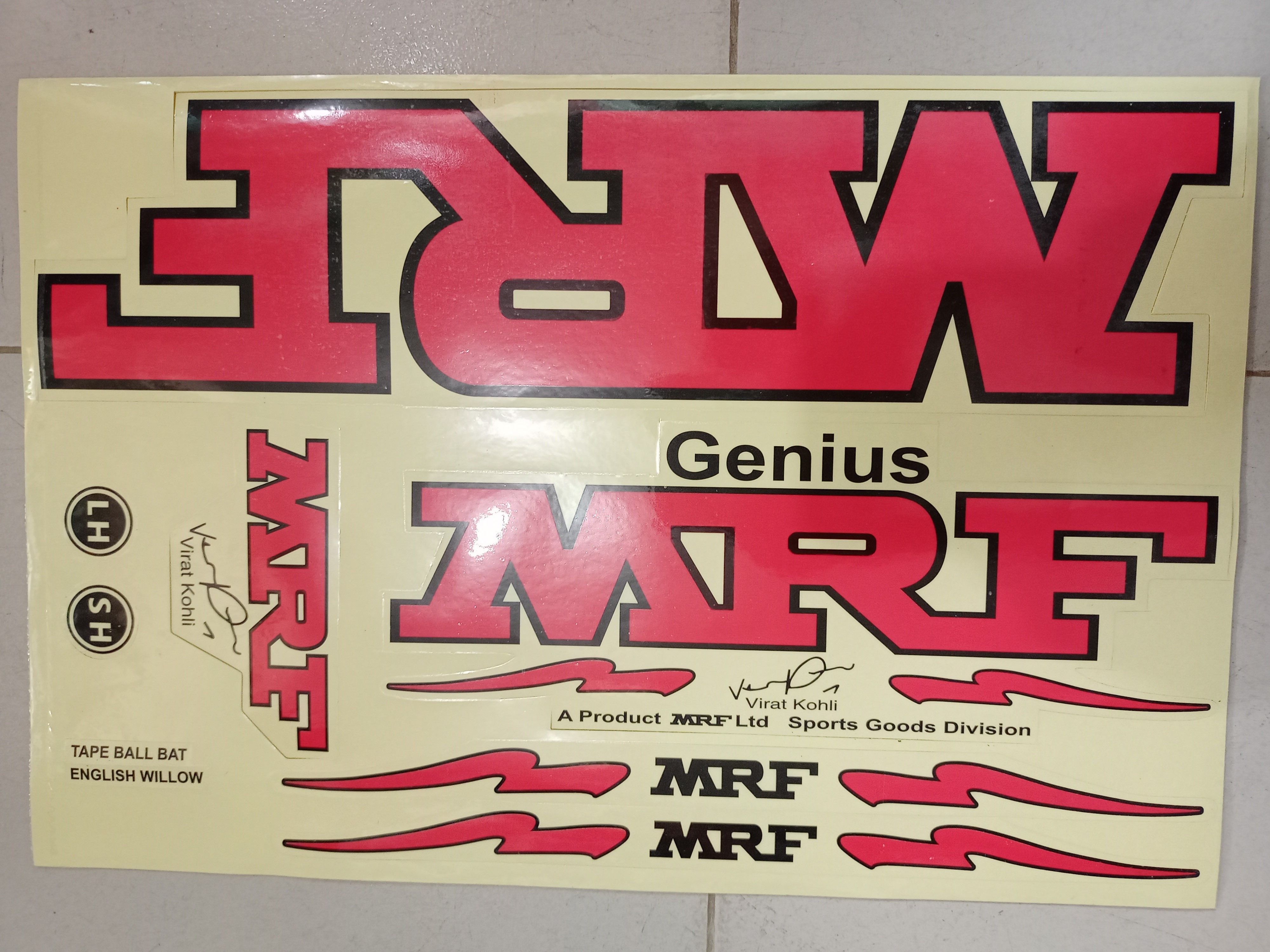 MRF cricket bat stickers