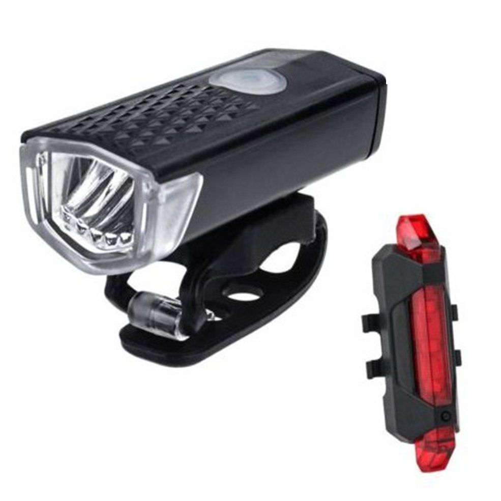HA Bicycle Front Light Bell Cycling Horn Rechargeable Electric Led USB Charge Mountain Bike Road Handle Handlebar black