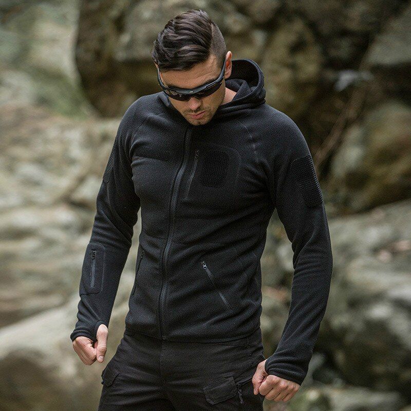 Spring  Training Fleece Jacket Outdoor Cardigan Hooded Sweater Men Camping Hiking Fishing  Coat Srt Clothes