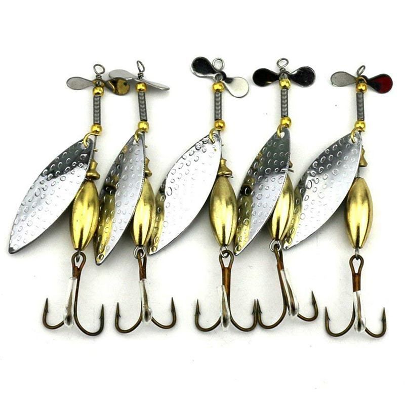 Lot 5 Sinking Spinner Spoon Bait Fishing Lure Artificial Hard Bait for Trout Bass Pike Fishing Tackle Equipment 15g/9.8cm -as shows
