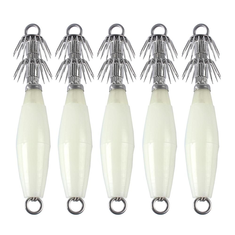 5pcs Luminous Lifelike Squid Hooks Fishing Jig Lures Artificial Hard Baits