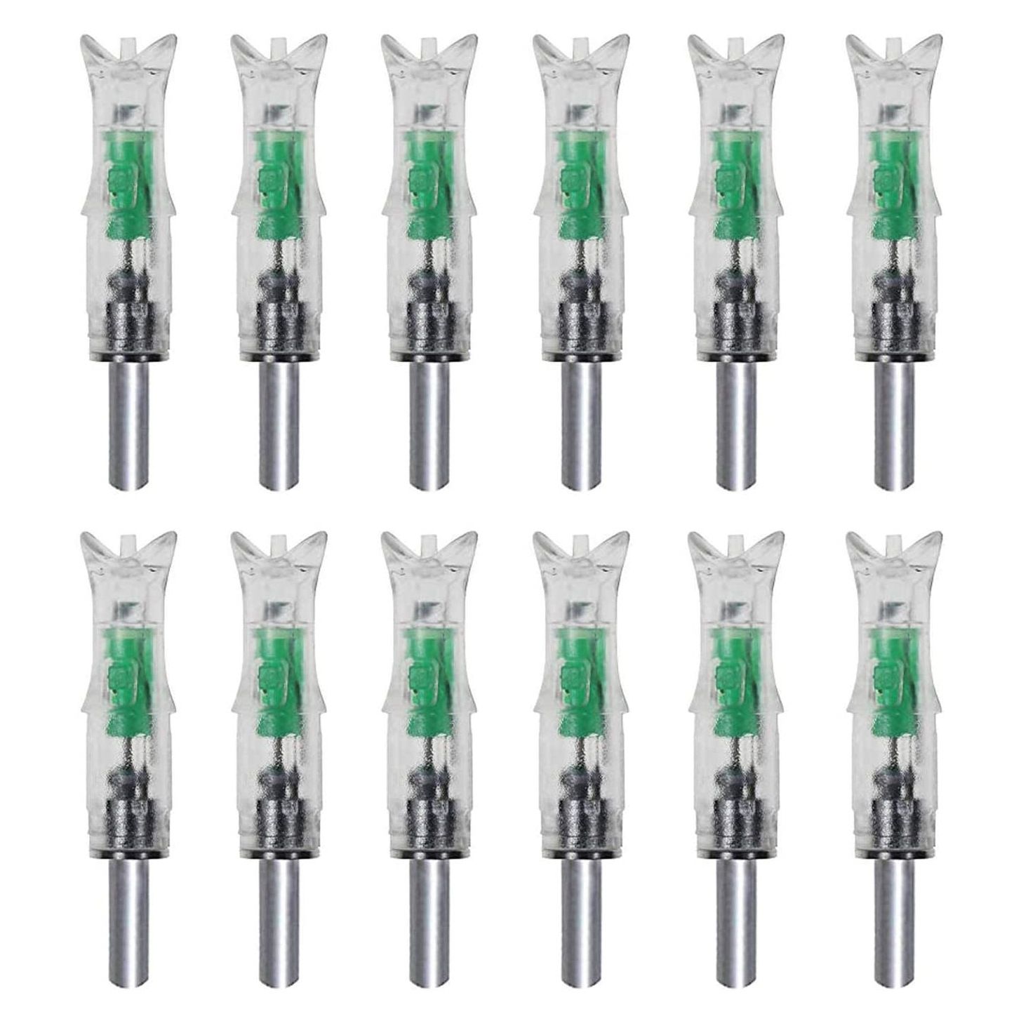 JIANZD 12PCS LED Lighted Nocks Fit 7.62mm Lighted Nocks Lighted Archery Nocks for Outdoor Archery Hunting Green