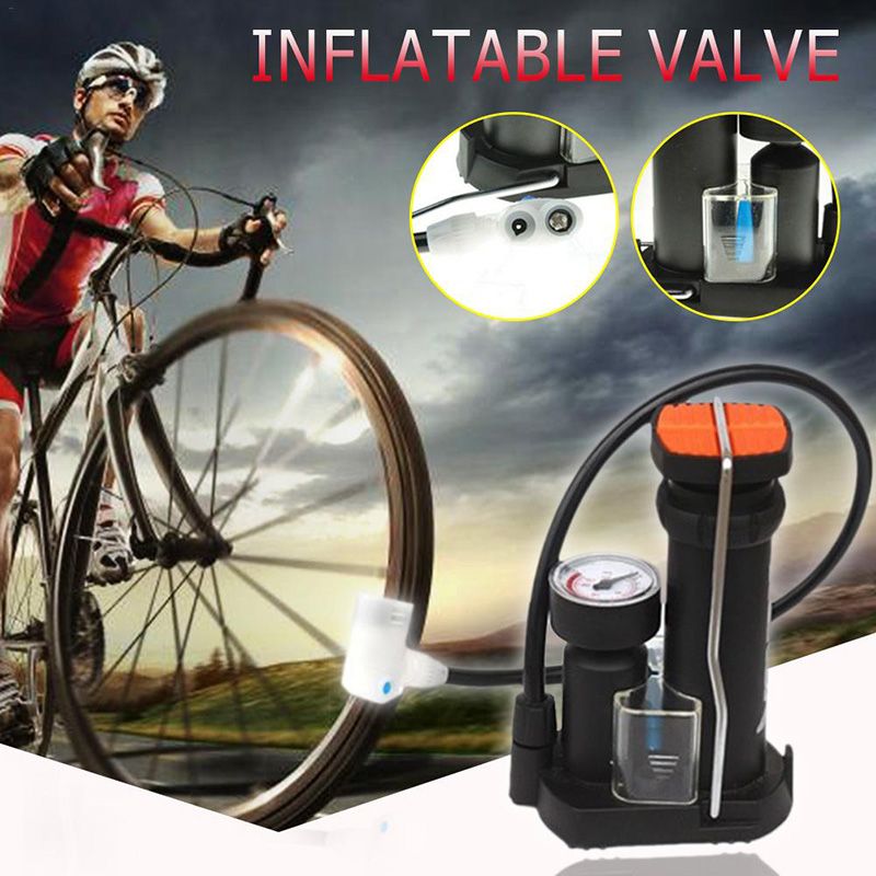 Mini Portable High-pressure Foot Pedal Bike Tire Pump Bike Bicycle MTB Tire Floor Inflator Cycling Air Pumps With piezometer