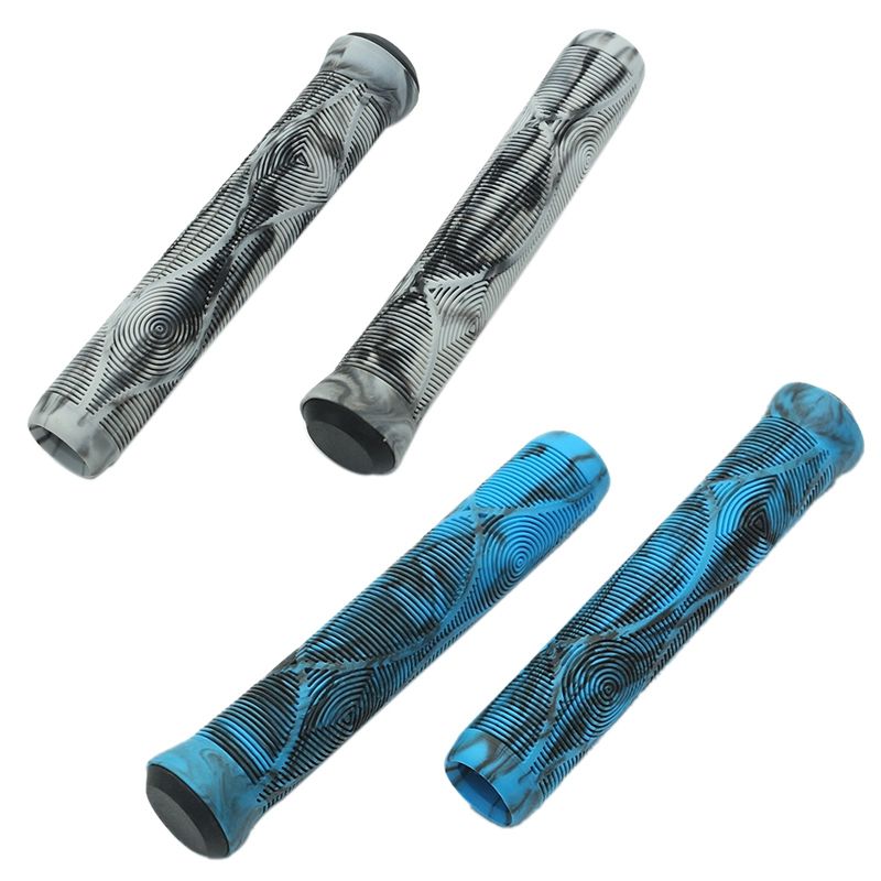 4 Pcs Bike Grips Soft Flangeless Anti-Slip Bicycle Handlebar Grips for Scooter Bars BMX Bikes Gray & Blue