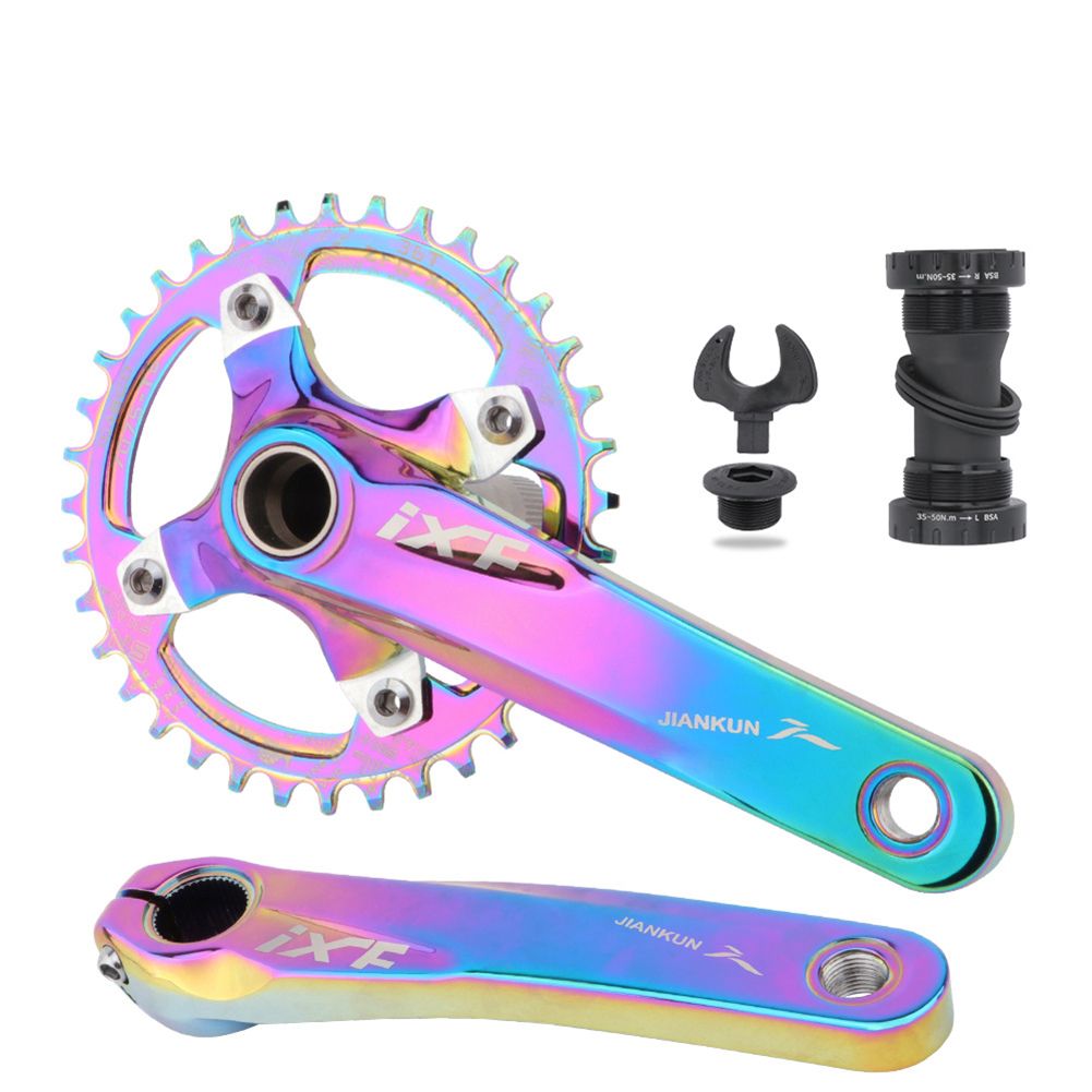 Yfashion 1Set Bike  Crankset Hollow Integrated Crank Positive Negative ooth Sprocket Single For MTB