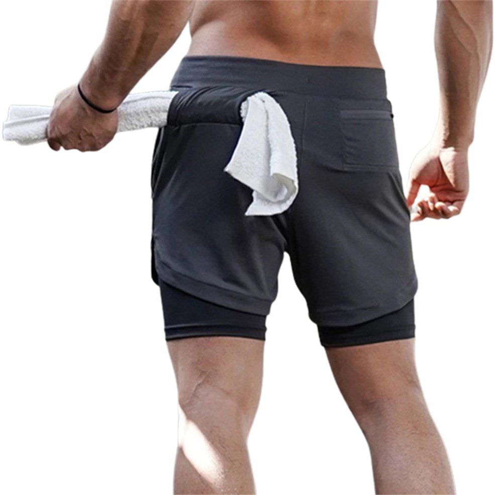 Running Loose Multi-pocket Double-layer Fitness Shorts Comfortable Shorts