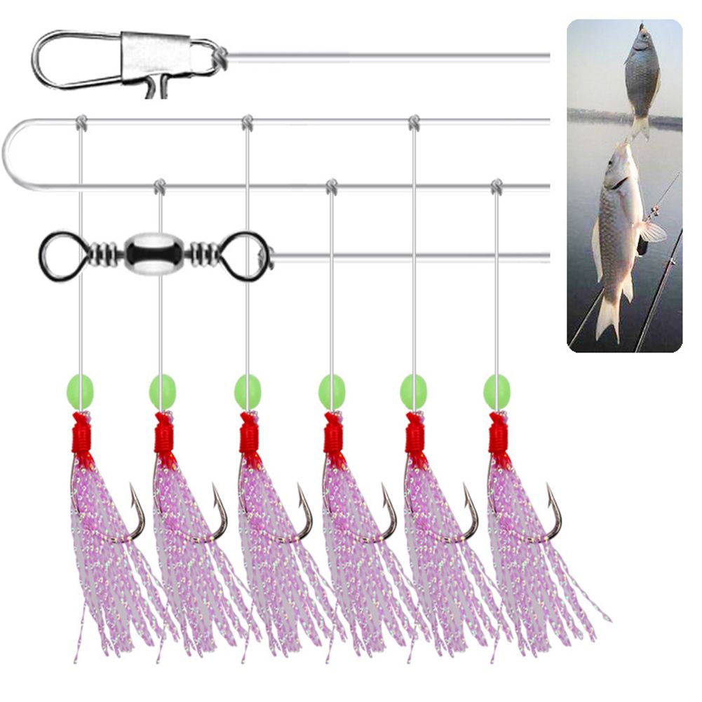 5packs String Hooks Fishing Lure Hook 6 Hooks In 1 String Artifical Fishing Accessories