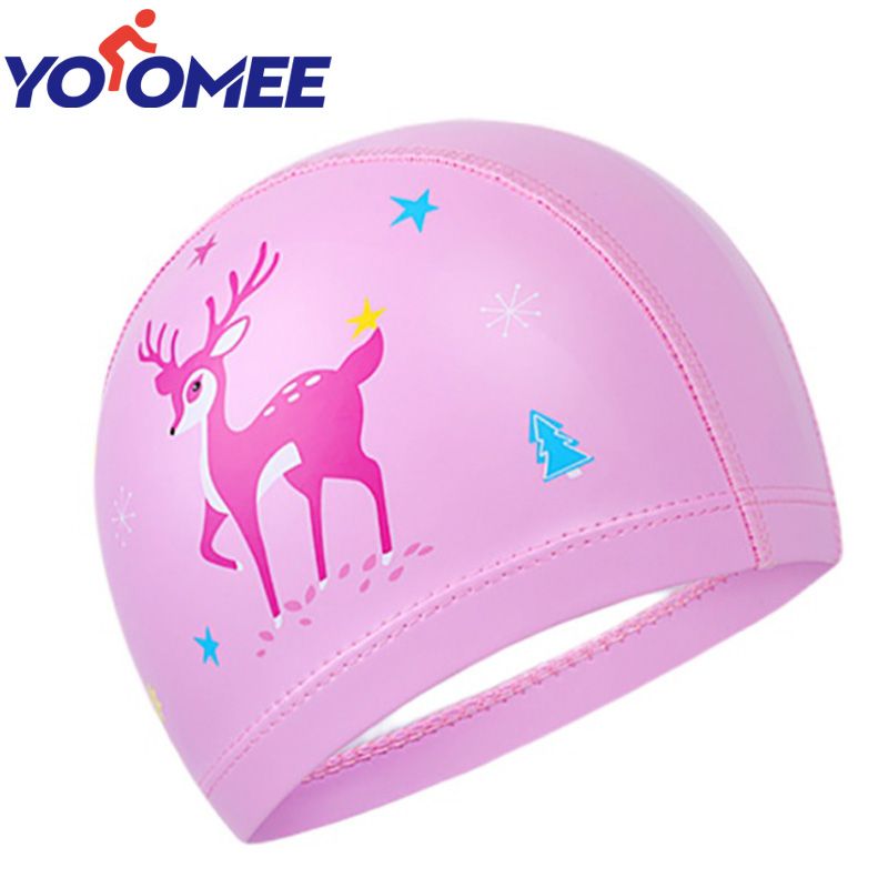 Yoomee Children's Swimming Cap Print Cartoon Cute Professional PU Swimming Cap