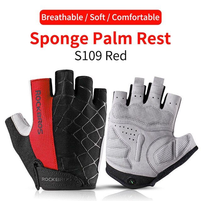 ROCKBROS Cycling Gloves Half Finger Shockproof Wear Resistant Breathable MTB Road Bicycle Gloves Men Women Sports Bike Equipment