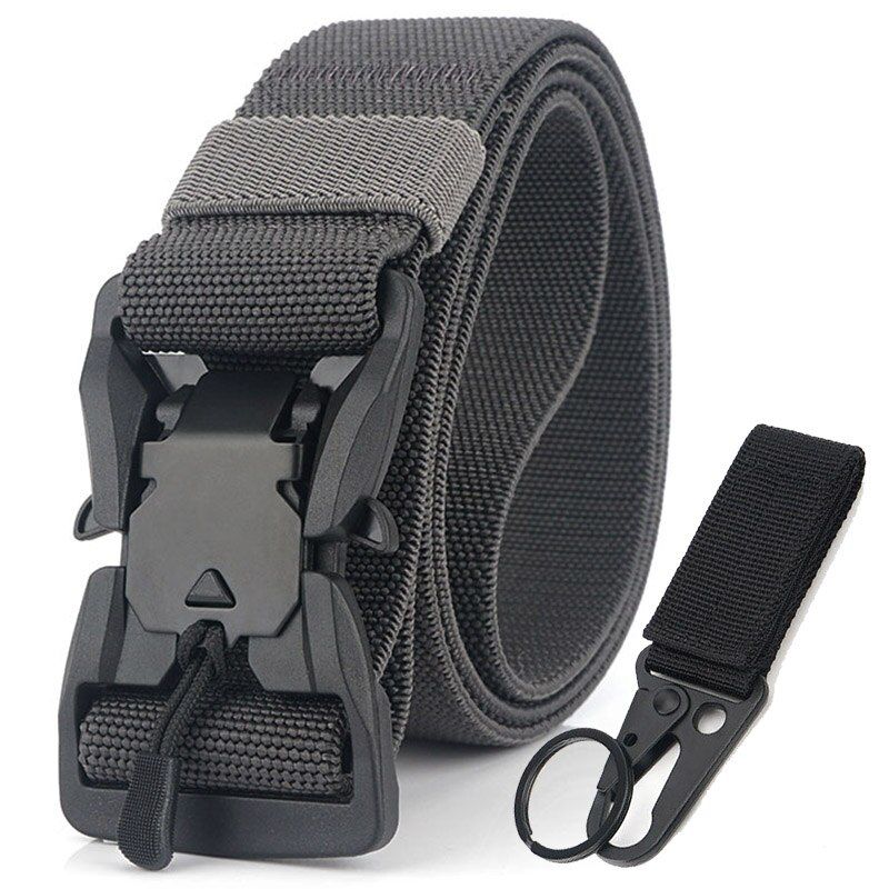HSSEE  ABS Magnetic Buckle Men's Elastic Belt Hard ABS High Strength Magnetic Buckle  Elastic Fiber Tactical Belt