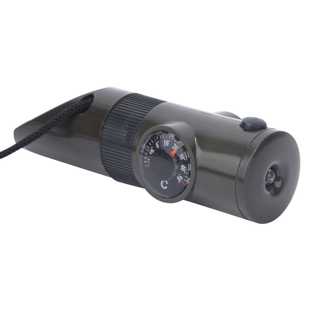2Pcs Outdoor Multifunction Survival Whistle with Nylon Rope Thermometer Compass