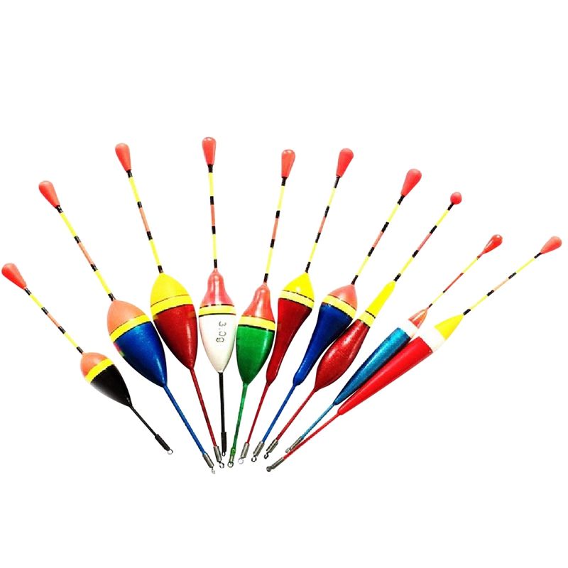 10Pcs Fishing Floats Set Buoy Bobber Fluctuate Mix Size Color float buoy pesca Light Stick Floats