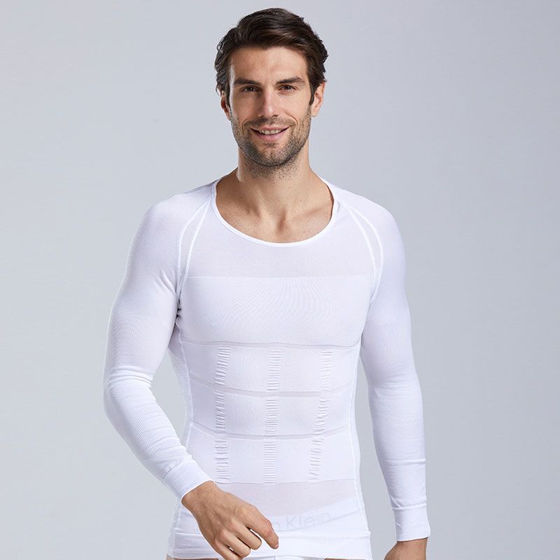 Men's Fitness T-Shirt Slimming Body Shapers Long Sleeve Shirt Quick Dry Elastic Skinny Compression Tops Fat Burn Tummy Shapewear