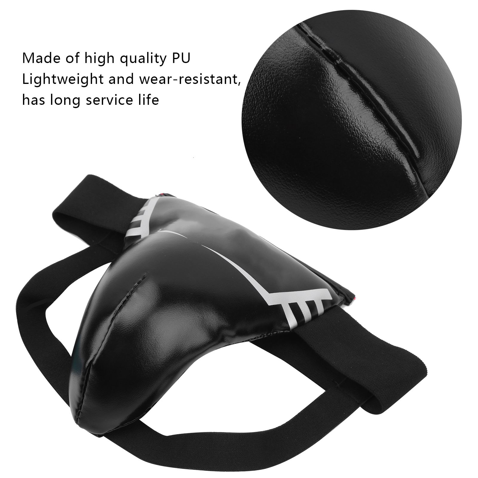 Himeng La Groin Guard Black PU Boxing Sanda Crotch Ptotective Jockstrap Cup for 5‑9 Children