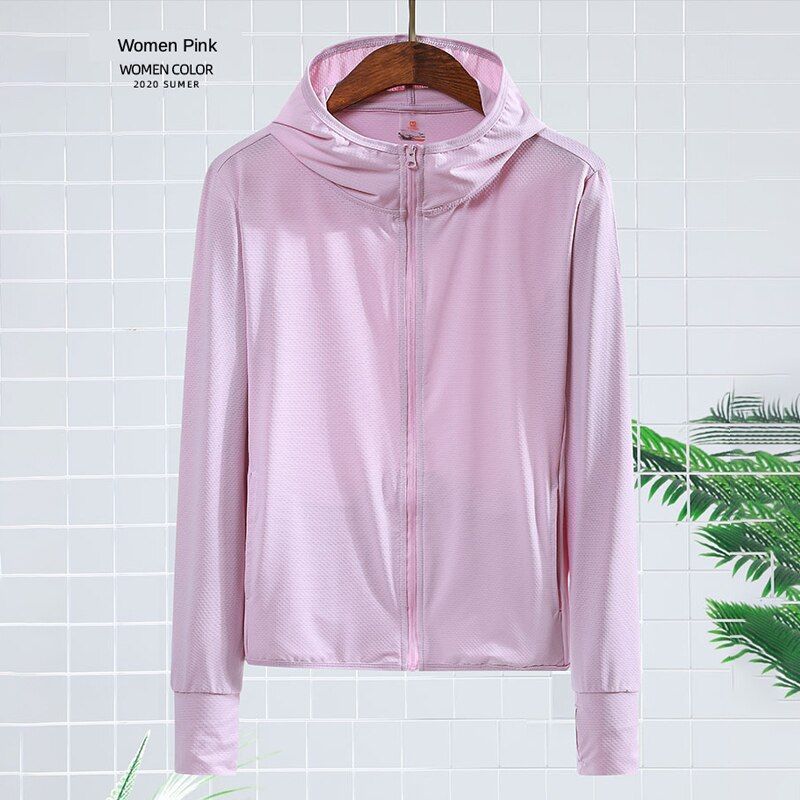 LNGXO Camping Hiking Jacket Women Quick Dry  Clothes UV Protection Mesh Zipper Hooded Cardigan Sun Protection Clothing