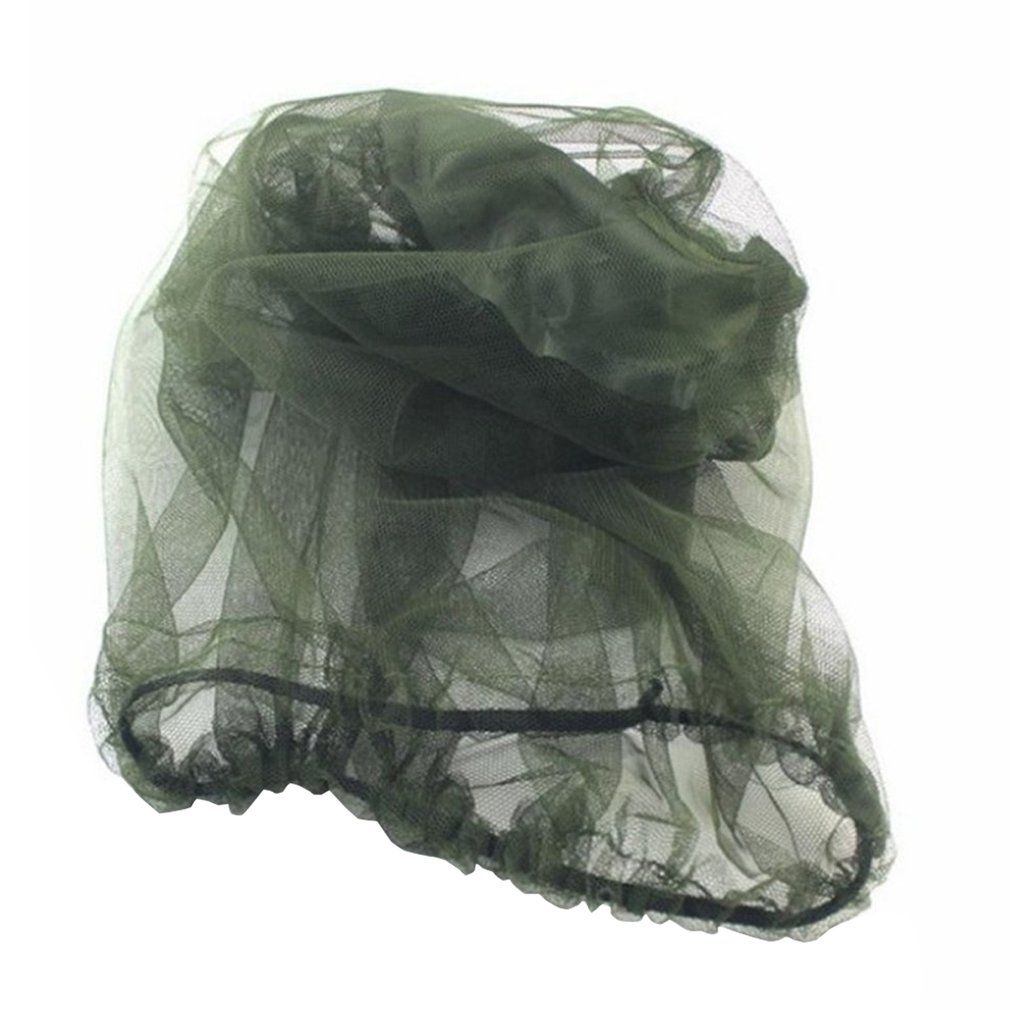 Insects Mosquito Net Mesh Face Fishing Hunt Outdoor Camping Hat Protector Cap For Hiking Camping Wild Camouflage Green