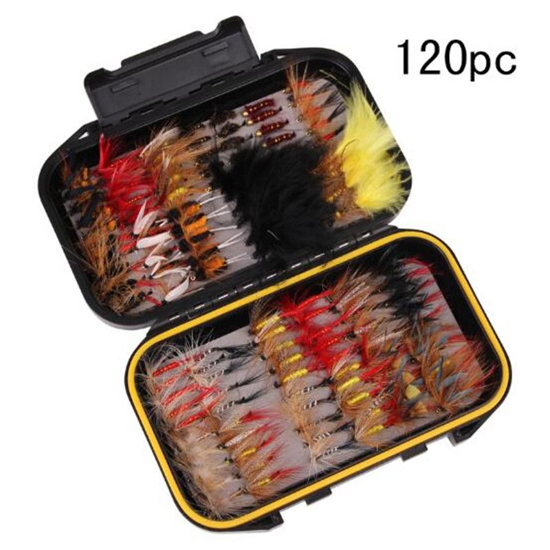 Yfashion 40pcs/set Dry Flies Fly Fishing Baits Kit Bass Salmon routs Flies Floating ortment with Box