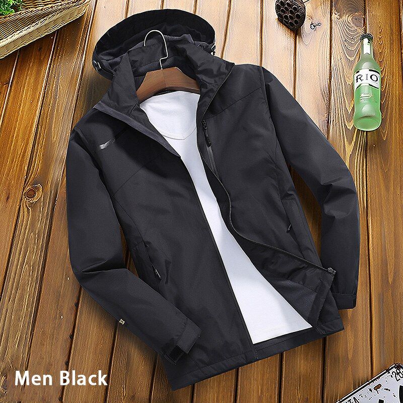 LNGXO Waterproof Hiking Jacket Men Climbing Camping  Clothes Outdoor Srt Rain Jacket Men Windbreaker Coat Large Size