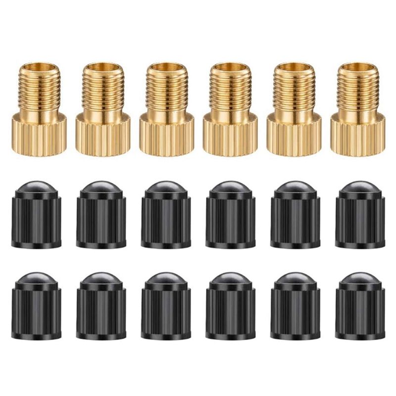 6PCS Presta Valve Adaptors, Convert Presta to Schrader Adapter for Bike, Inflate Tire Using Standard Pump
