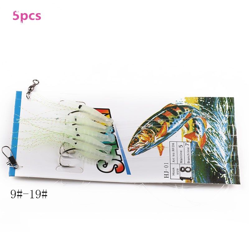 Yfashion 5pcs/set 9-19# Shrimp Baits Fishing Lure Single Hook ackle Crank Baits