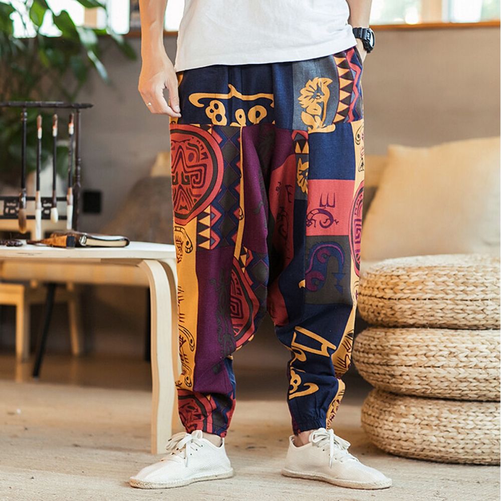 Autumn Men Cotton Pockets Harem Pants  Hop Joggers Gypsy pie Drop Crotch Mens Pants Man Sweatpants Streetwear M-3XL