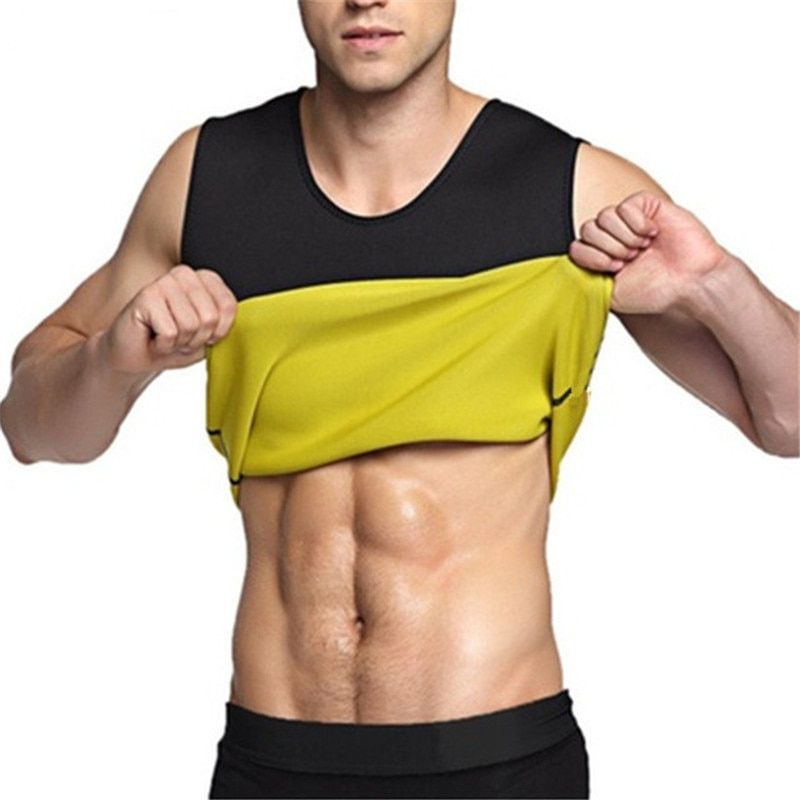 Men's neoprene body shaper sauna sweating burning fat lose weight t-shirt slimming belt belly abdomen trimmer black shapewear