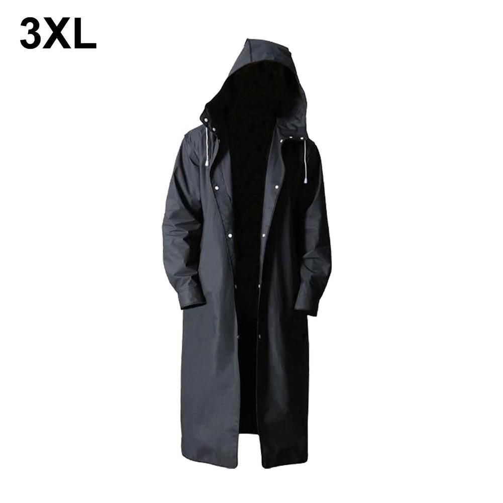 Black Fashion Raincoat Men Women Outdoor Poncho Rain Coat Waterproof Long Hooded Coats For Travel Climbing Cycling