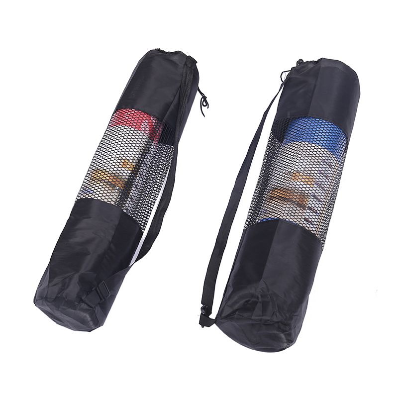 Yoga Shoulder Bag Sports Gym Yoga Bag Storage Case Mat Carriers Mesh Bag Black