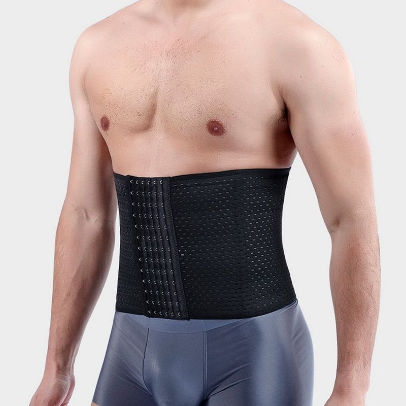 Men's Black Waist Support Brace Belt Lumbar Lower Waist Double Adjustable Back Belt For Pain Relief Gym Sports Accessories Tummy